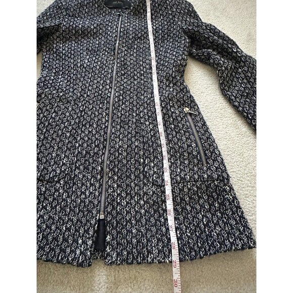 ZARA Tweed Jacket Blazer Full Zip Lined Womens Size Small Black White Office‎ - Picture 10 of 13